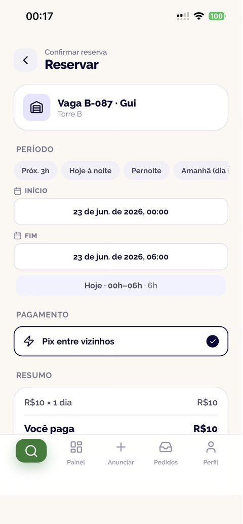 Tela do app Vagô: Confirmar reserva e pagar no Pix.