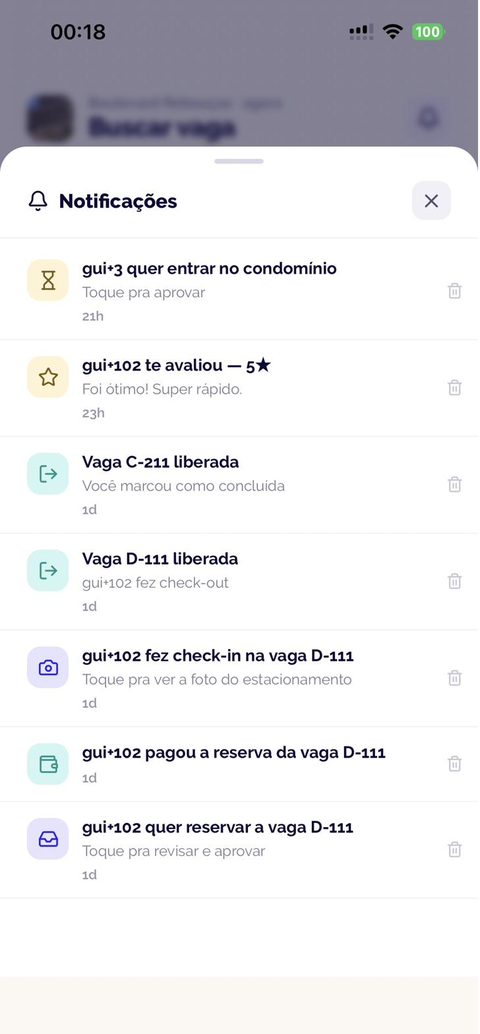 Tela do app Vagô: Notificações de cada passo.
